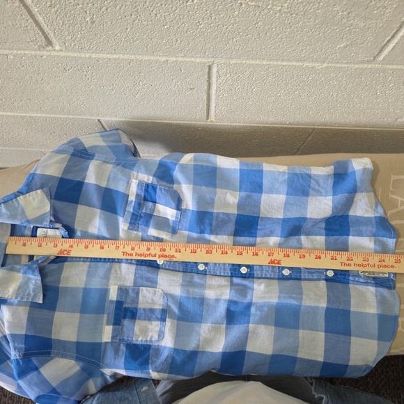 Aeropostale Button Up Plaid Shirt Top Womens Medium Blue Y2K - Picture 7 of 8
